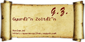 Gyurán Zoltán névjegykártya